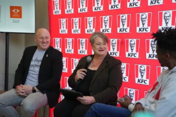 KFC-Marketing-Director-Grant-Macpherson-and-UJ-Head-of-the-Department-of-Interior-Design-Ilse-Prinsloo-speaking-on-the-partnership-between-KFC-and-UJ-2