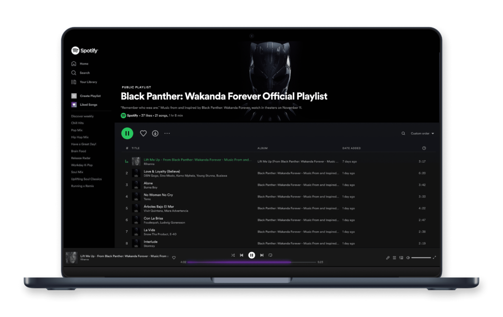 Spotify Launches Black Panther Wakanda Forever Official Playlist ...