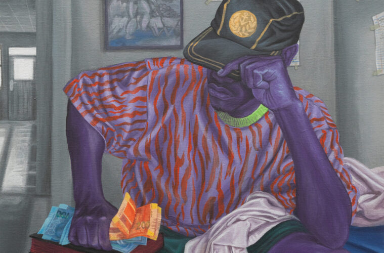 Qhamanande Maswana, 'Money On The Bible', 2024, Acrylic On Canvas