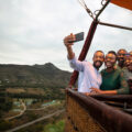 Family free state hot air balloon selfie