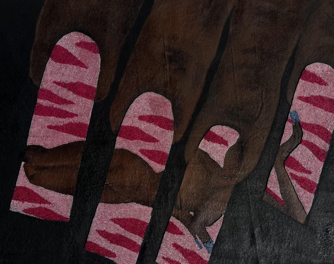Worldart sichumile adam johannesburg's hidden gem acrylic paint fabric and glass beads on canvas 91x65cm