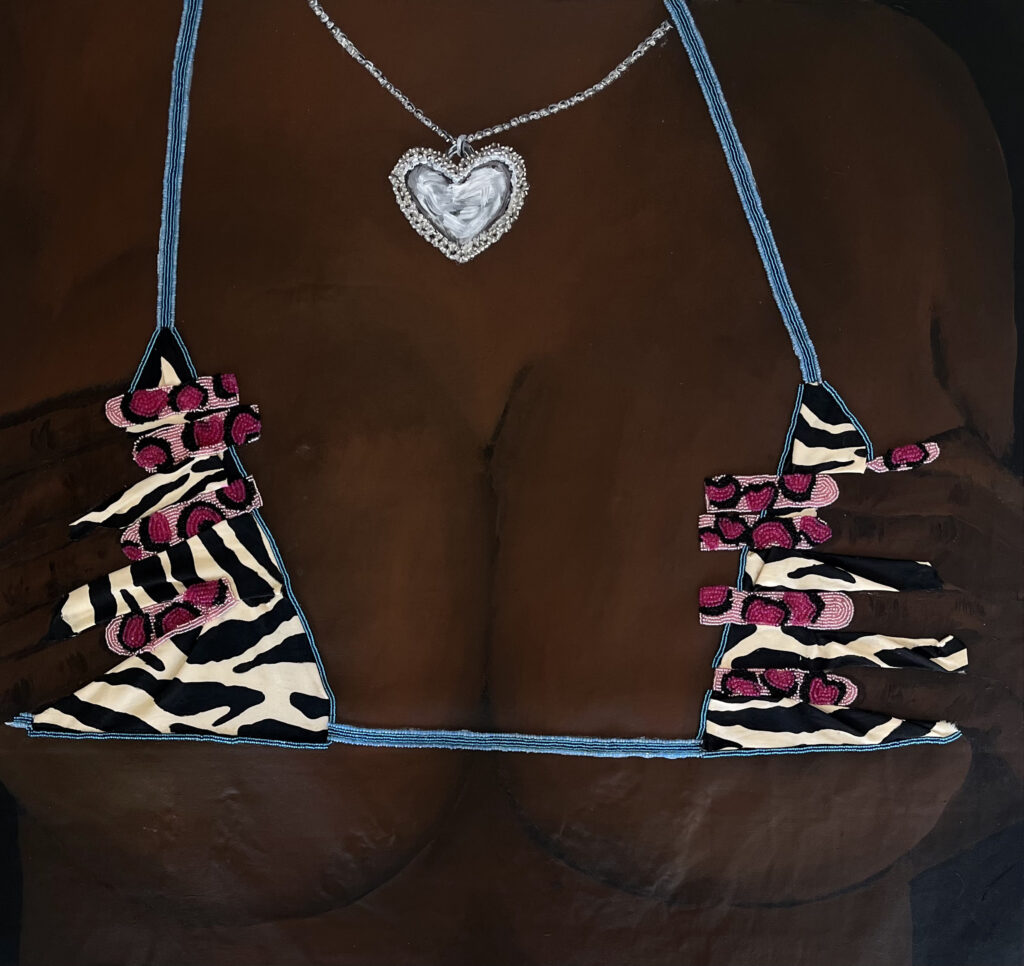 Worldart sichumile adam pop sex fashion acrylic paint fabric and glass beads on canvas 68x58cm