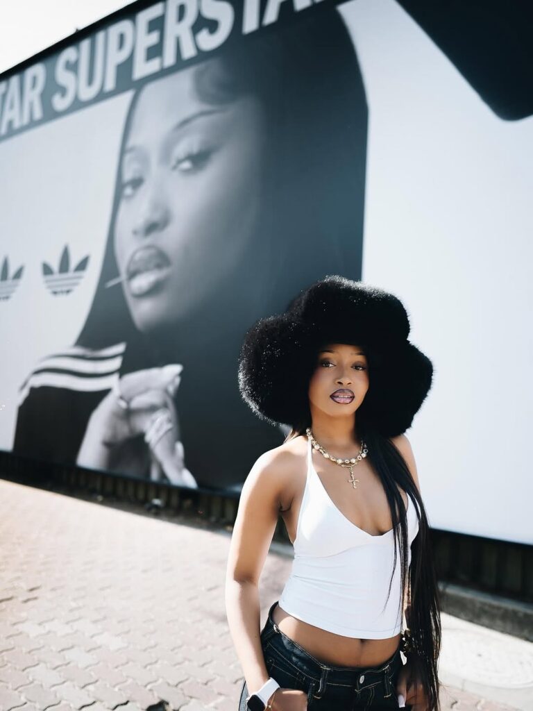 Uncle waffles spotted in front of her official superstar adidas billboard 🤩🔥 photographed by (1)