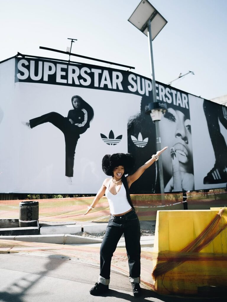 Uncle waffles spotted in front of her official superstar adidas billboard 🤩🔥 photographed by (3)