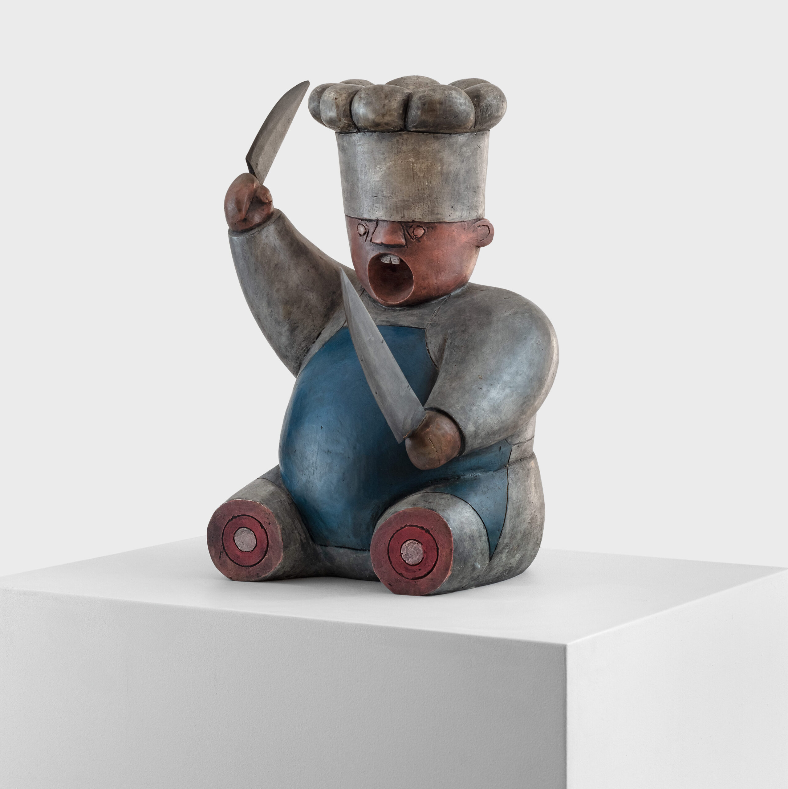 Brett murray, butcher, 1985, cast resin, wood and paint 50 x 26 x 26 cm, artwork made during his masters, photo by paris brummer courtesy of everard read