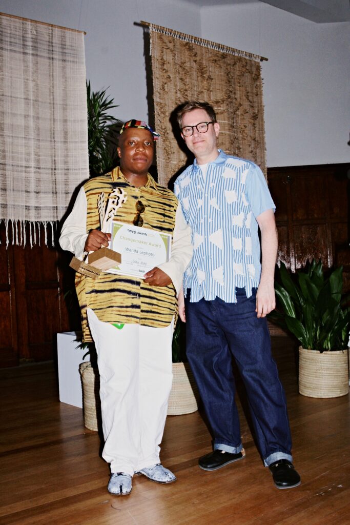 Designer wanda lephoto with david west from bash