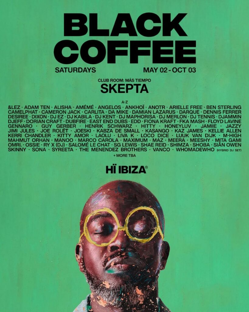 Grammy winning black coffee (@realblackcoffee) returns to hï ibiza @hiibizaofficial) for his eig