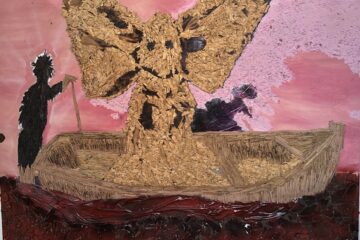 Leonardo sitoe red sea 2026 123cm x 157,5 cm mixed media, wood out and oil and acrylic on canvas r 18 000 excl vat