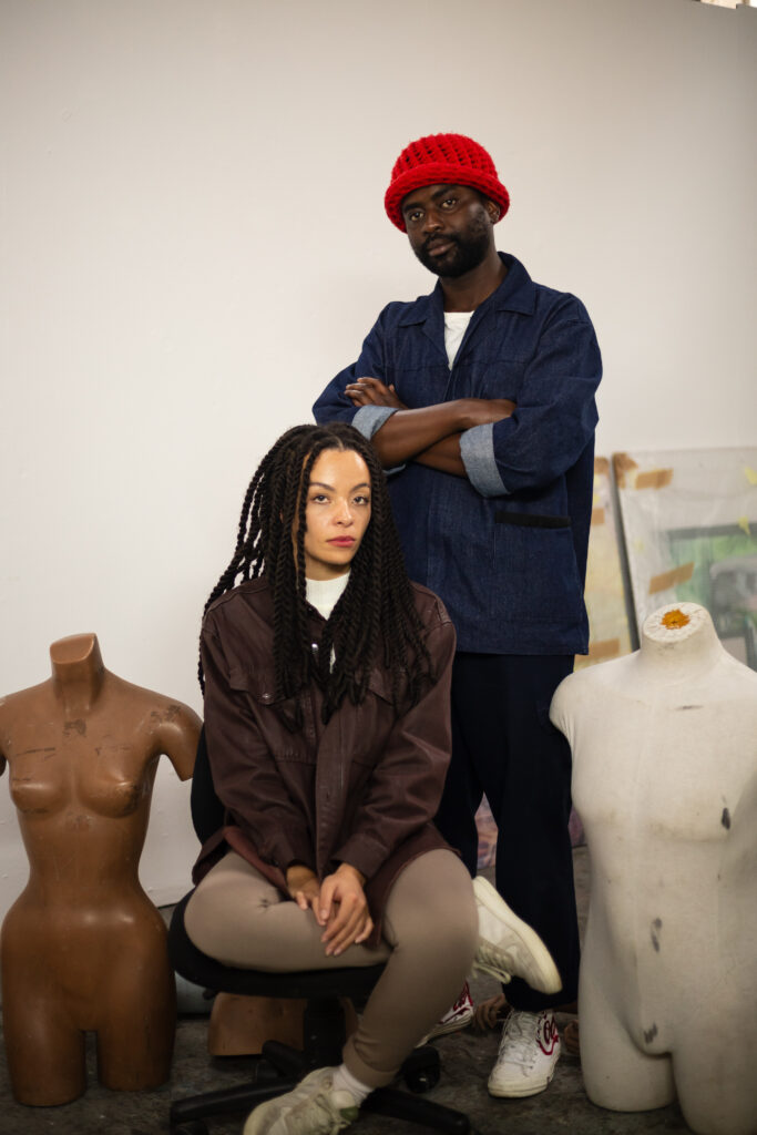Mosa and melusi in studio at bag factory