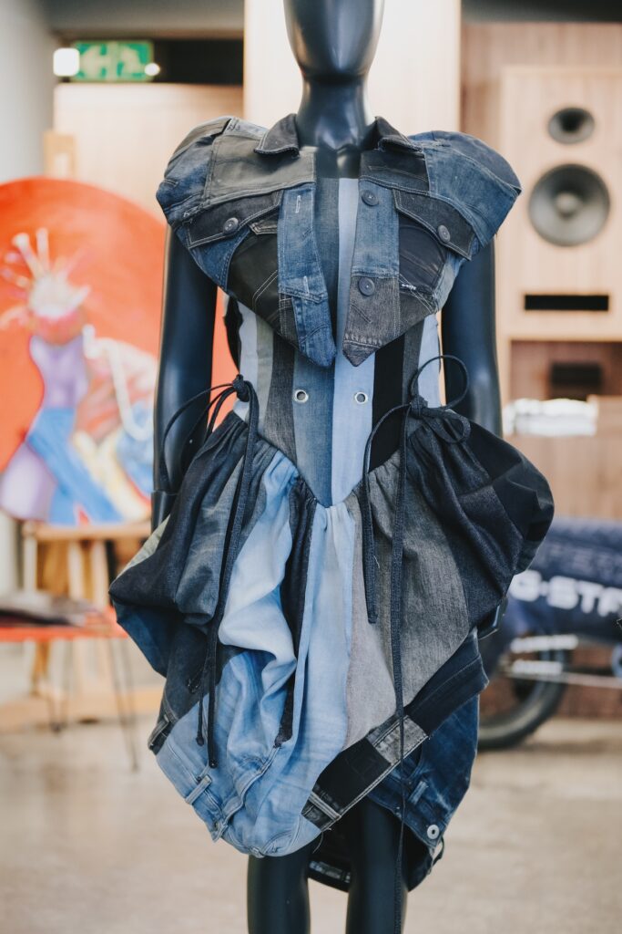 Upcycled G Star denims from Fuata Moyo’s (Re)Love exhibition at Vault on Bree. Image supplied by G Star